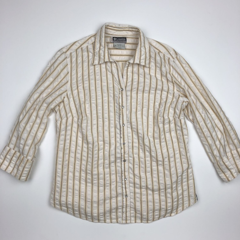 Columbia Women’s Long Sleeve Button Front Shirt Size L White